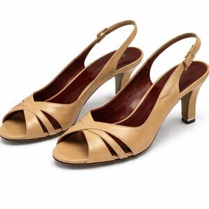 FLORSHEIM Peep Toe Tan Shoes Heels Sandals 8.5M